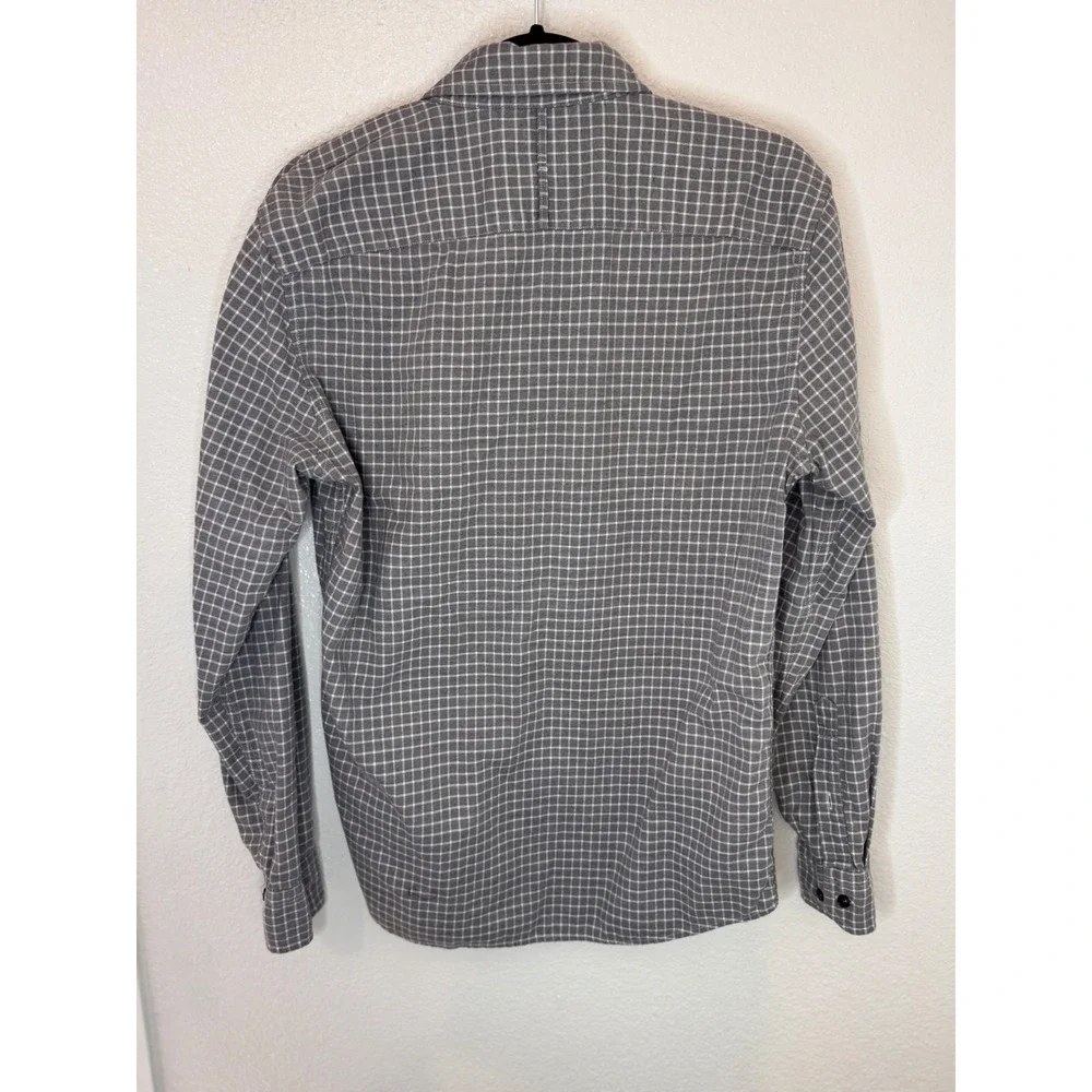 Banana Republic Luxe Flannel Shirt Mens Medium Slim‎ Fit Grey Windowpane Check